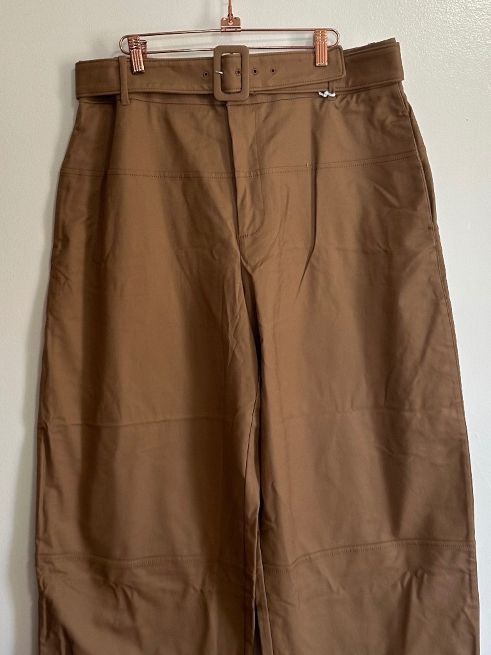 EVERLANE The Structured Cotton Belted Pants, Tan, Sz 16, NWT - Picture 5 of 7